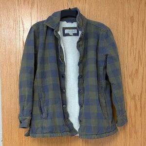 Plaid Shirt Jacket - Olive and Navy
